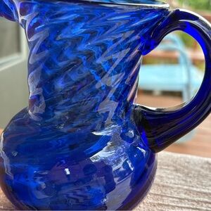 Vibrant cobalt Blue Swirled Glass Vase and